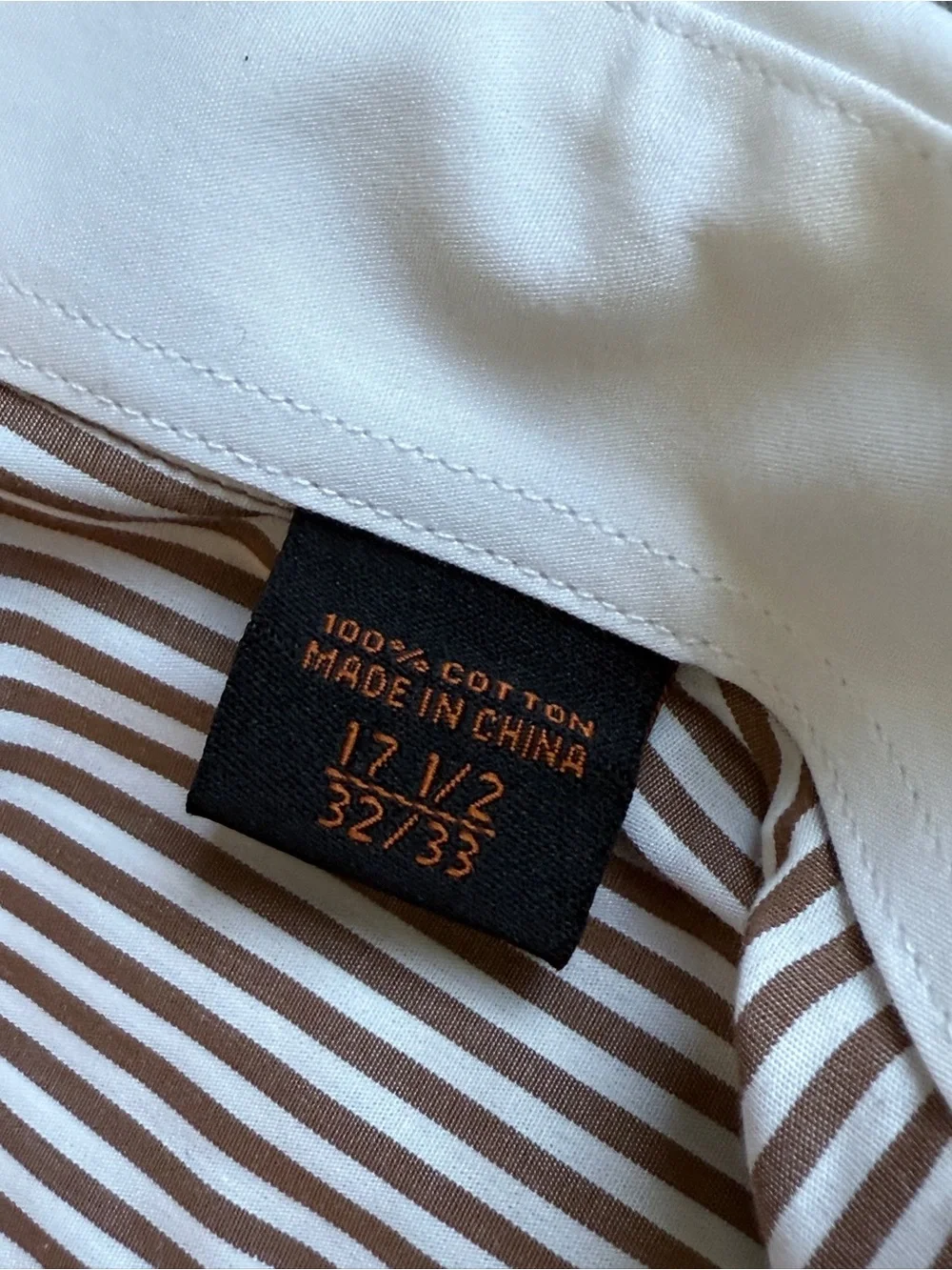 Men's Striped Dress Shirt with White Contrast Collar